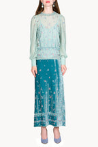 Floral Embroidered Silk Blouse