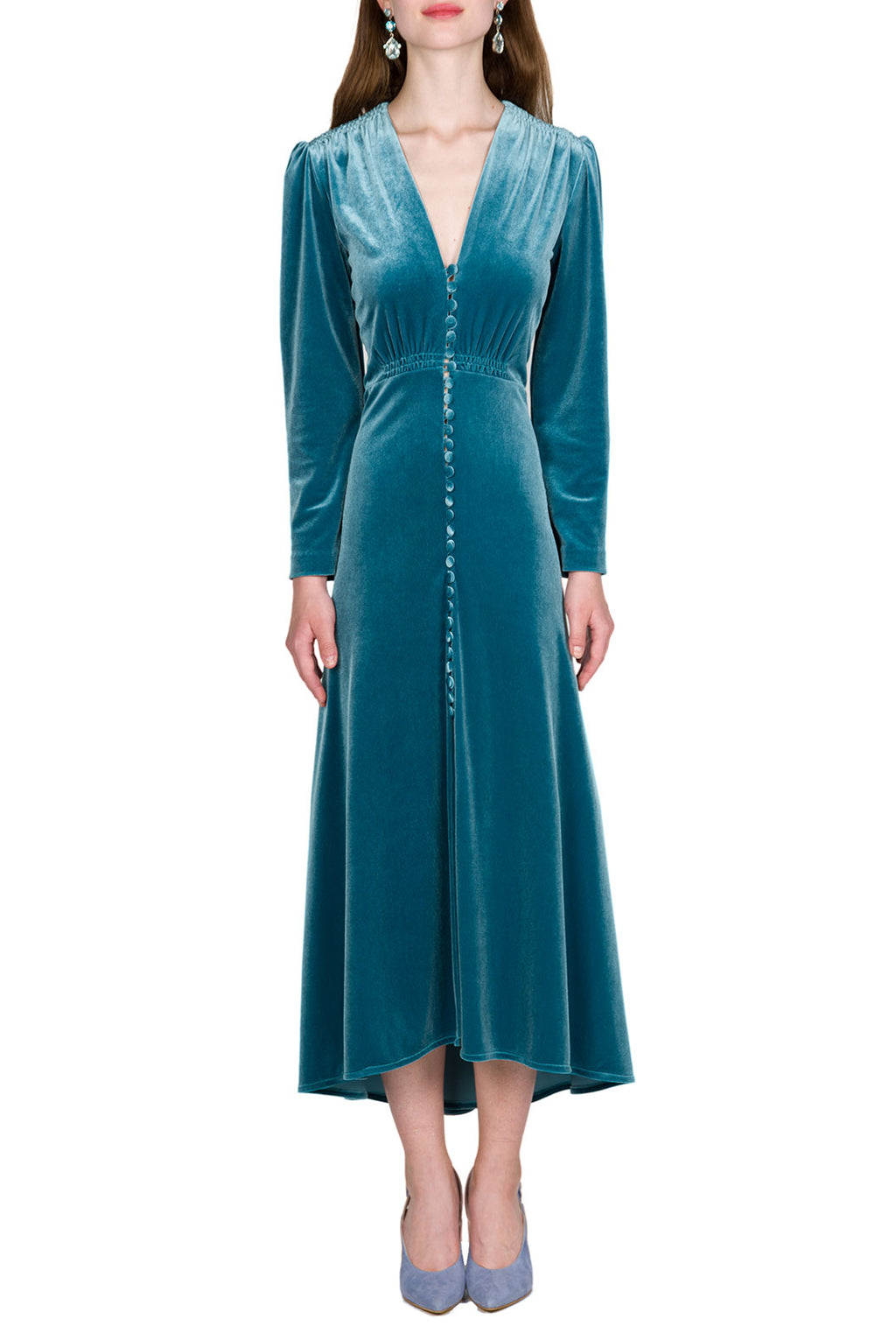 Vestito Midi Bottoncino in Velluto
