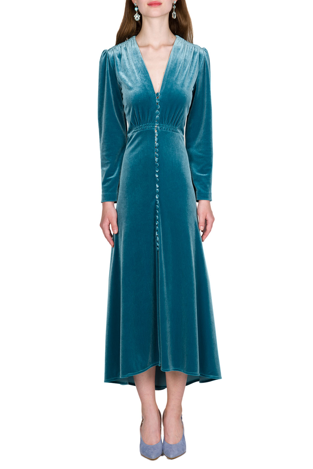 Vestito Midi Bottoncino in Velluto