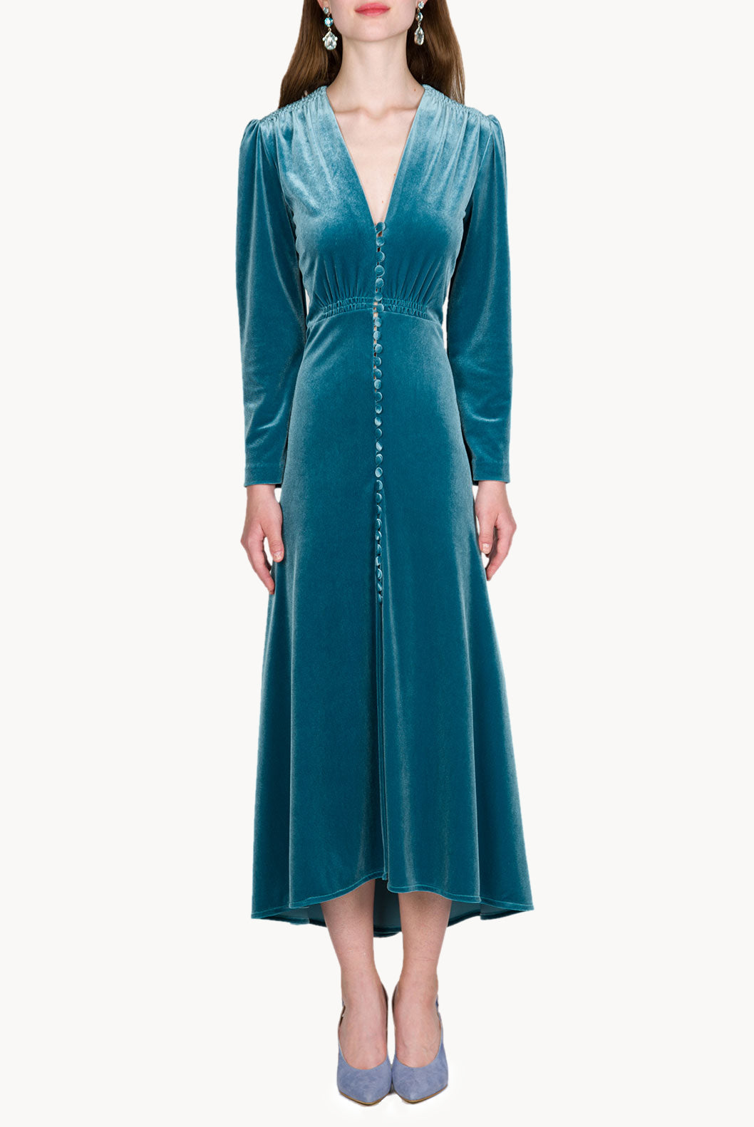 Velvet Midi Bottoncino Dress