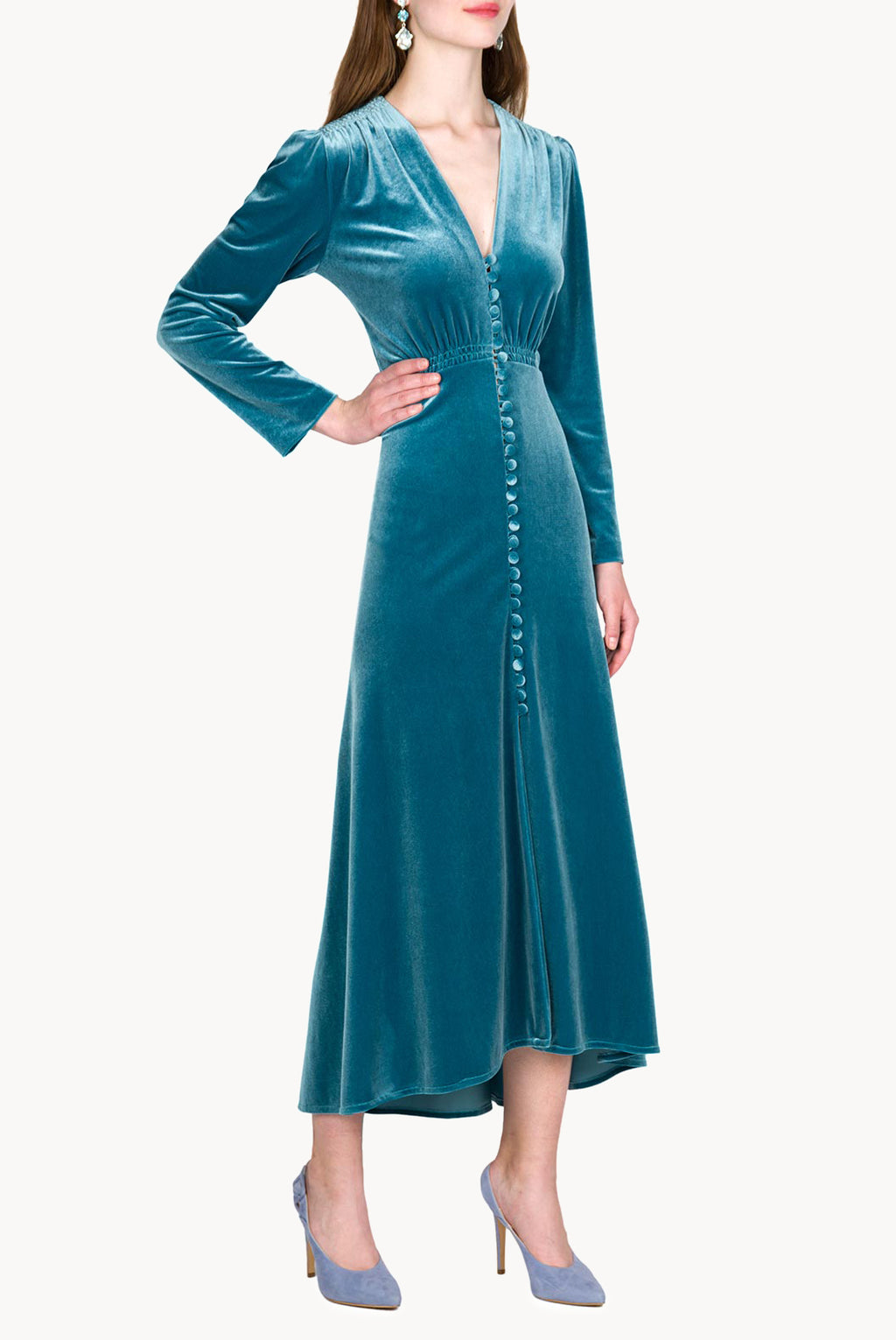 Velvet Midi Bottoncino Dress