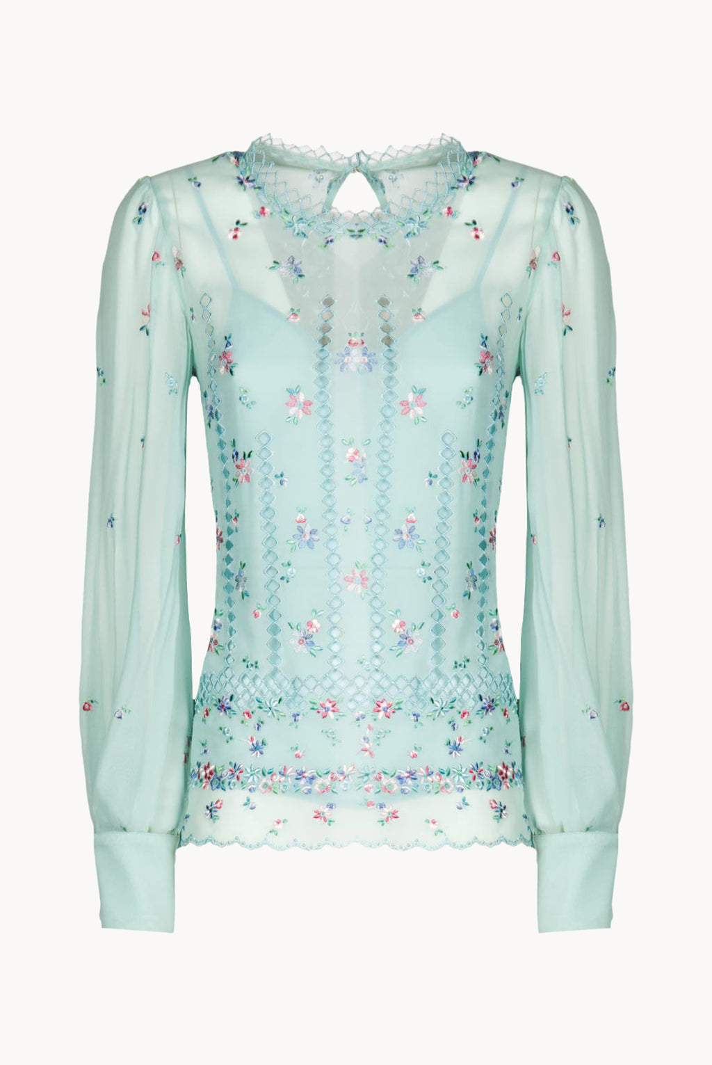 Floral Embroidered Silk Blouse