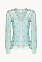 Floral Embroidered Silk Blouse