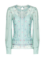 Blusa in Seta Ricamata con Motivi Floreali