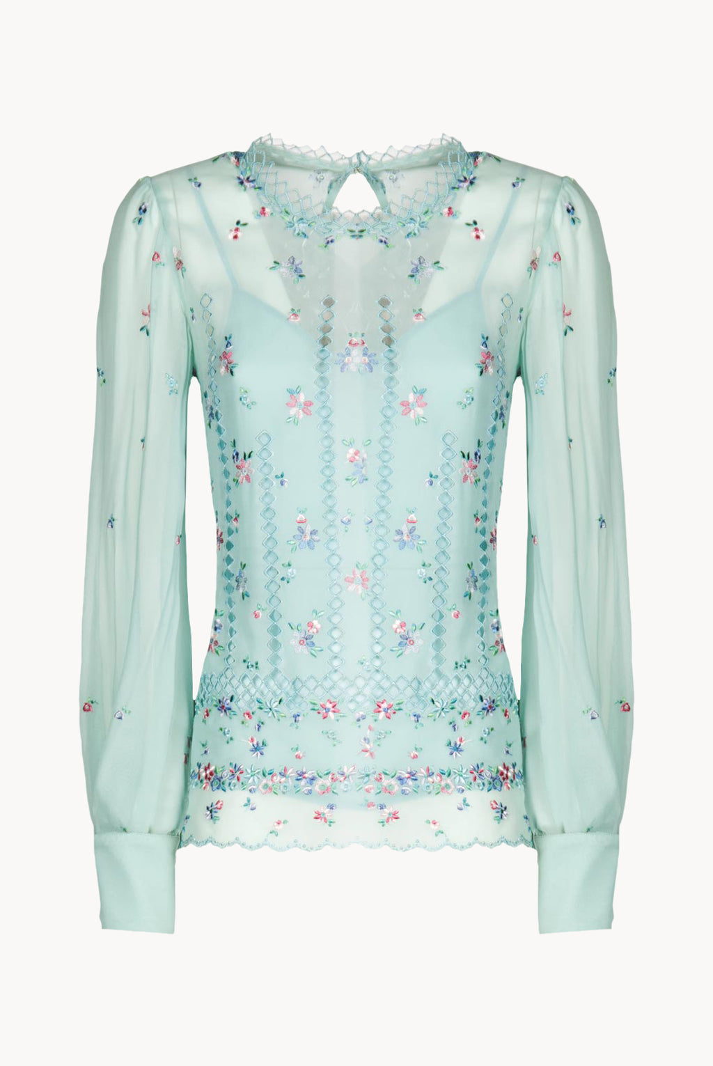 Floral Embroidered Silk Blouse