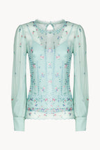 Floral Embroidered Silk Blouse