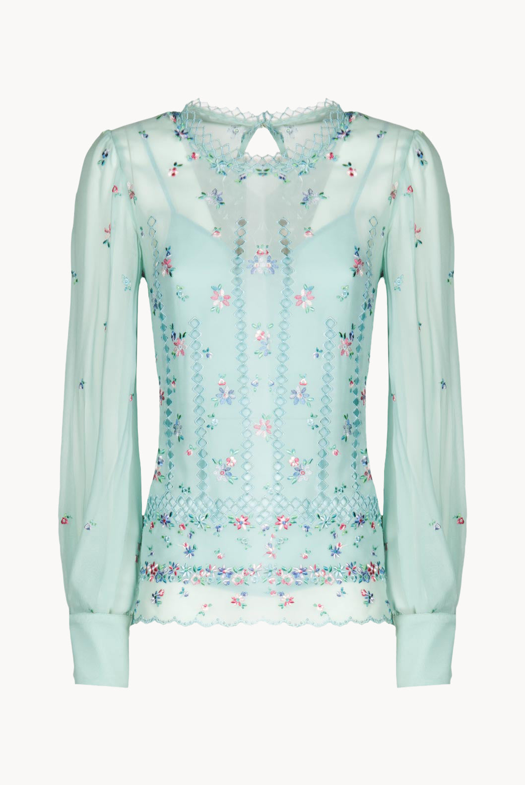 Floral Embroidered Silk Blouse