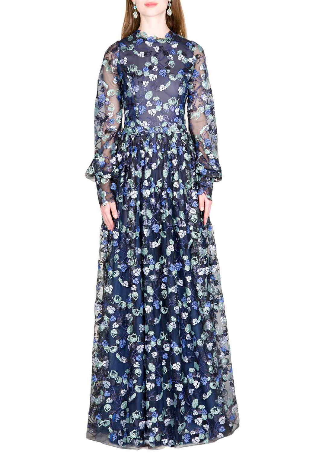 Abito in Tulle Decorato con Paillettes