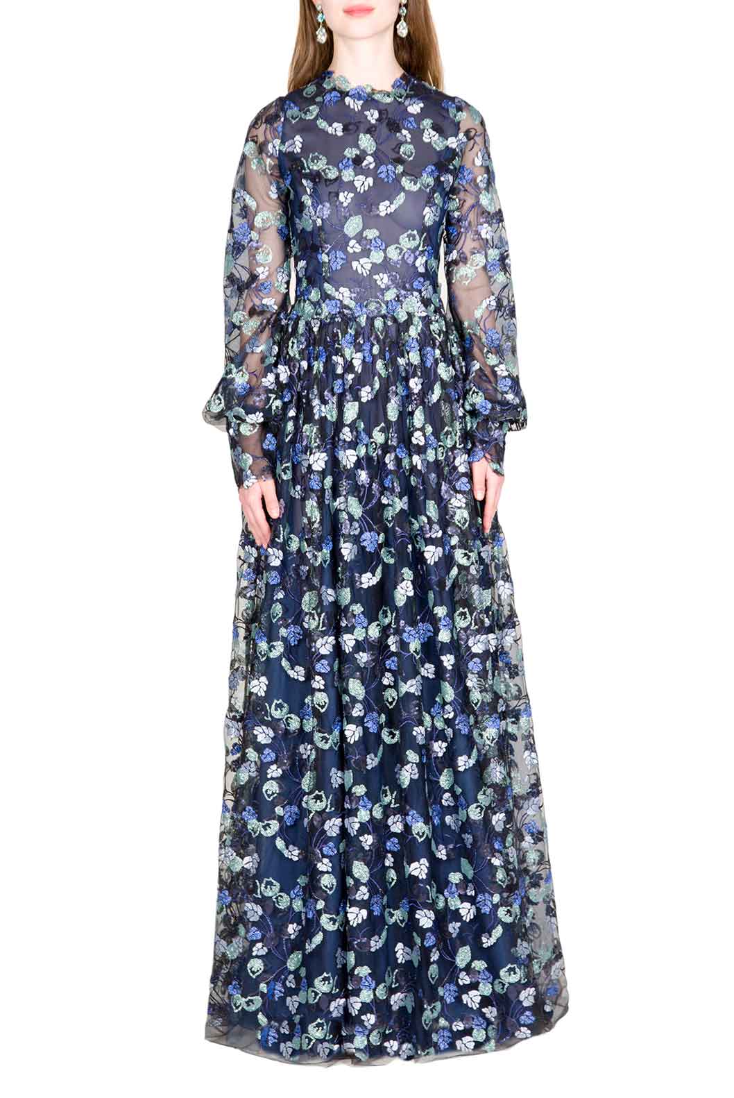 Abito in Tulle Decorato con Paillettes