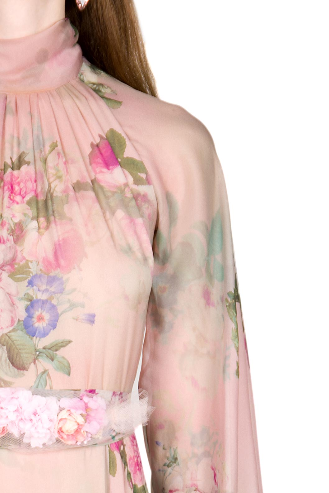 Abito in Charmeuse di Seta con Stampa Floreale