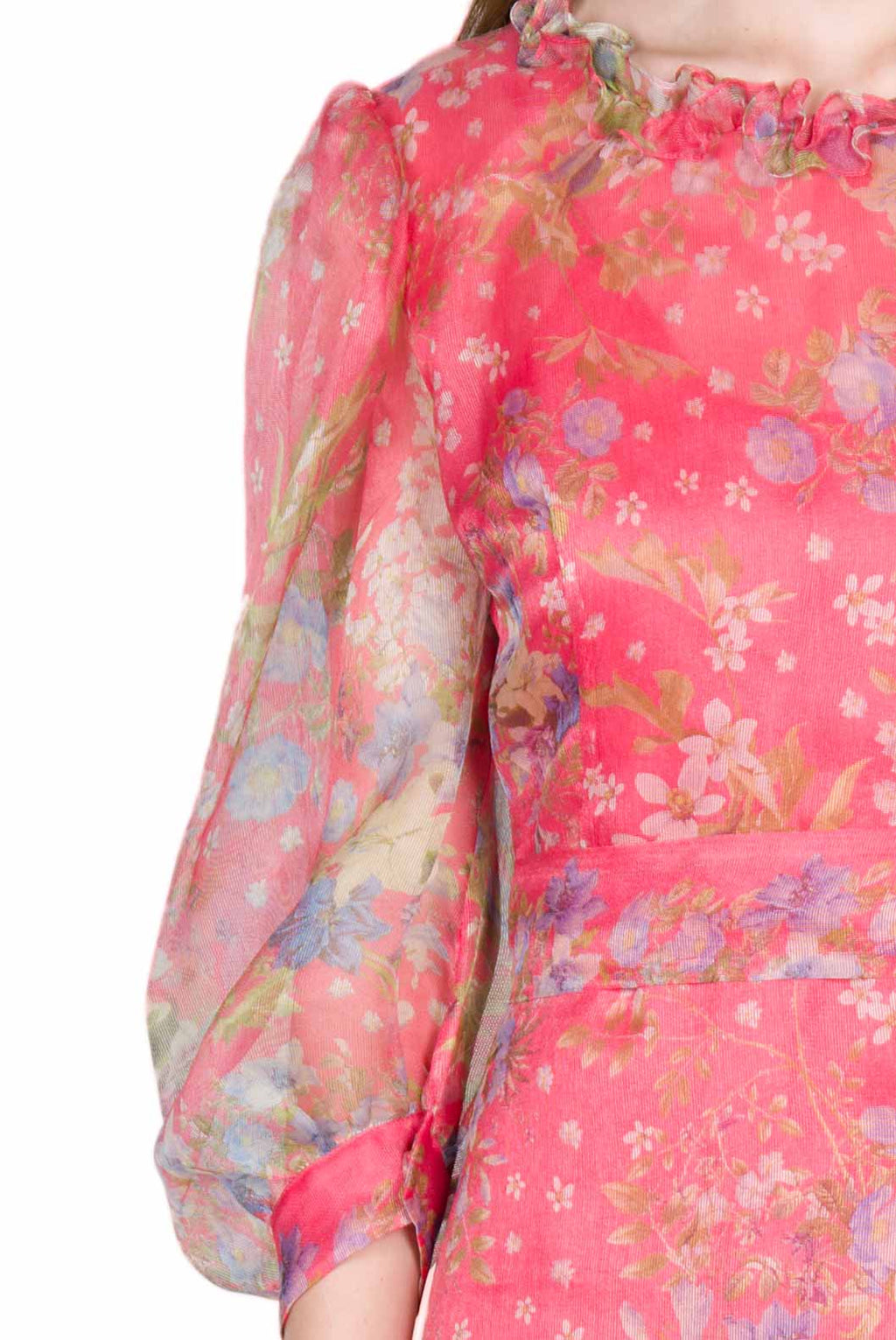 Floral Print Silk Organza Dress