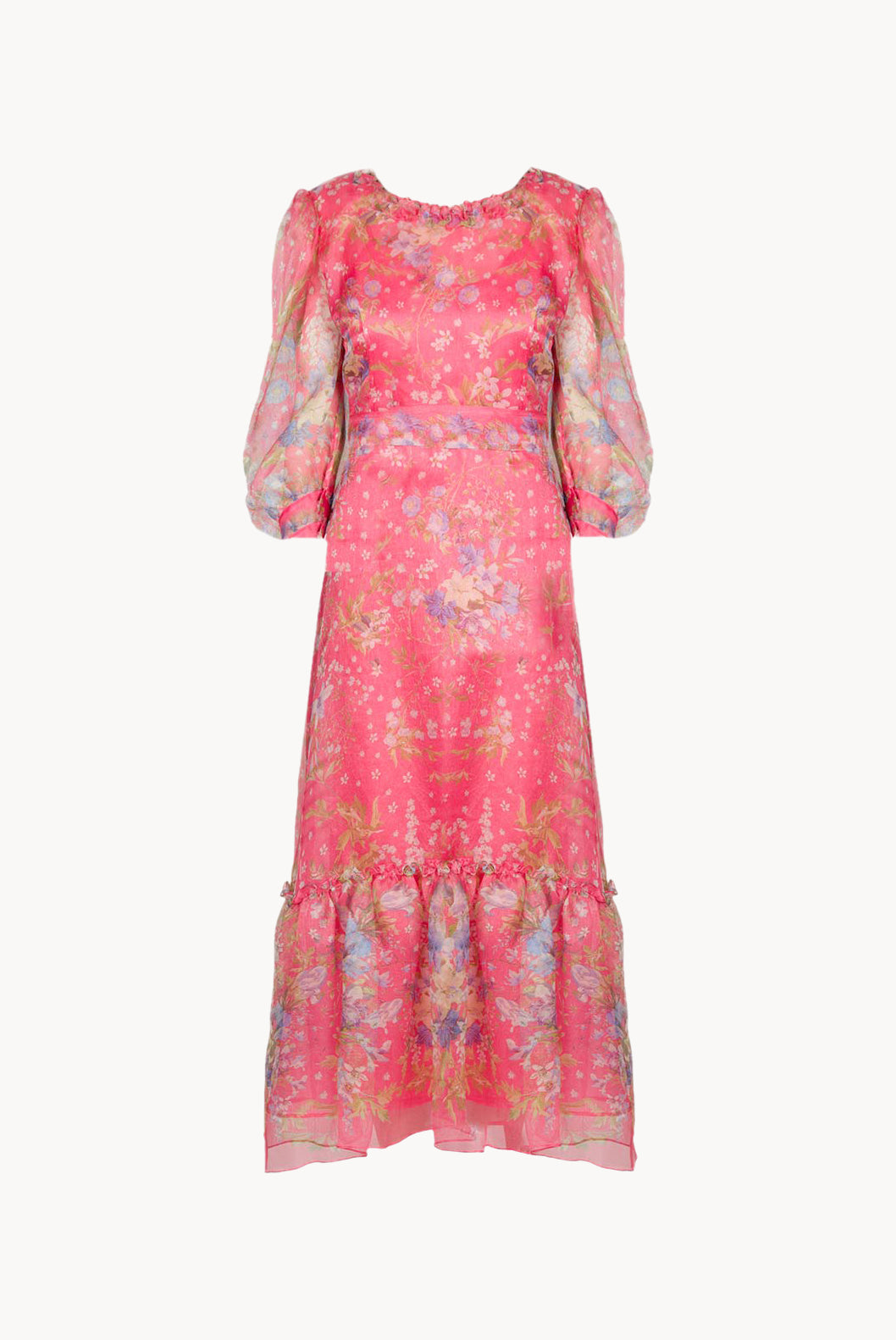 Floral Print Silk Organza Dress