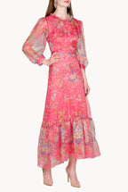 Floral Print Silk Organza Dress