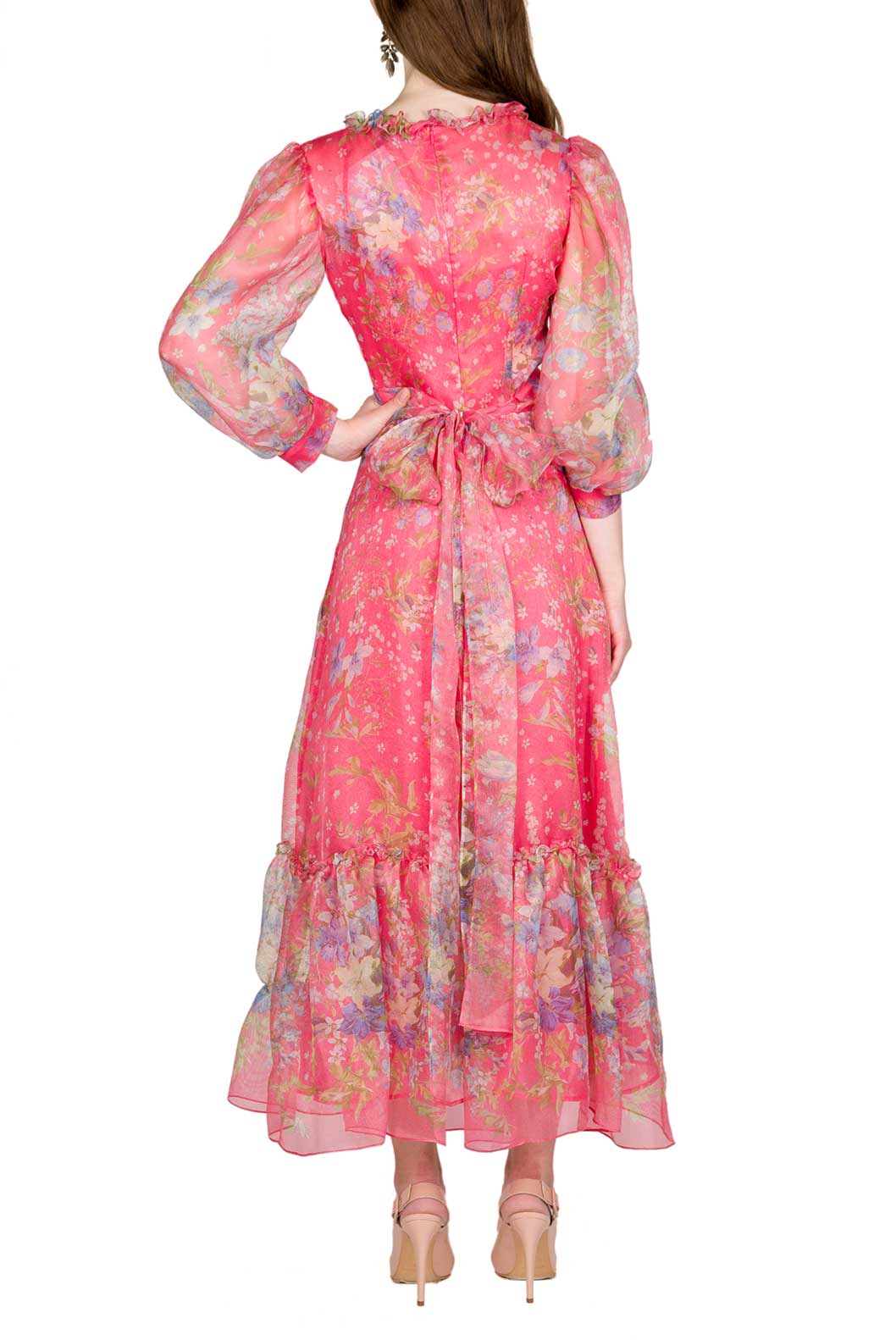 Floral Print Silk Organza Dress