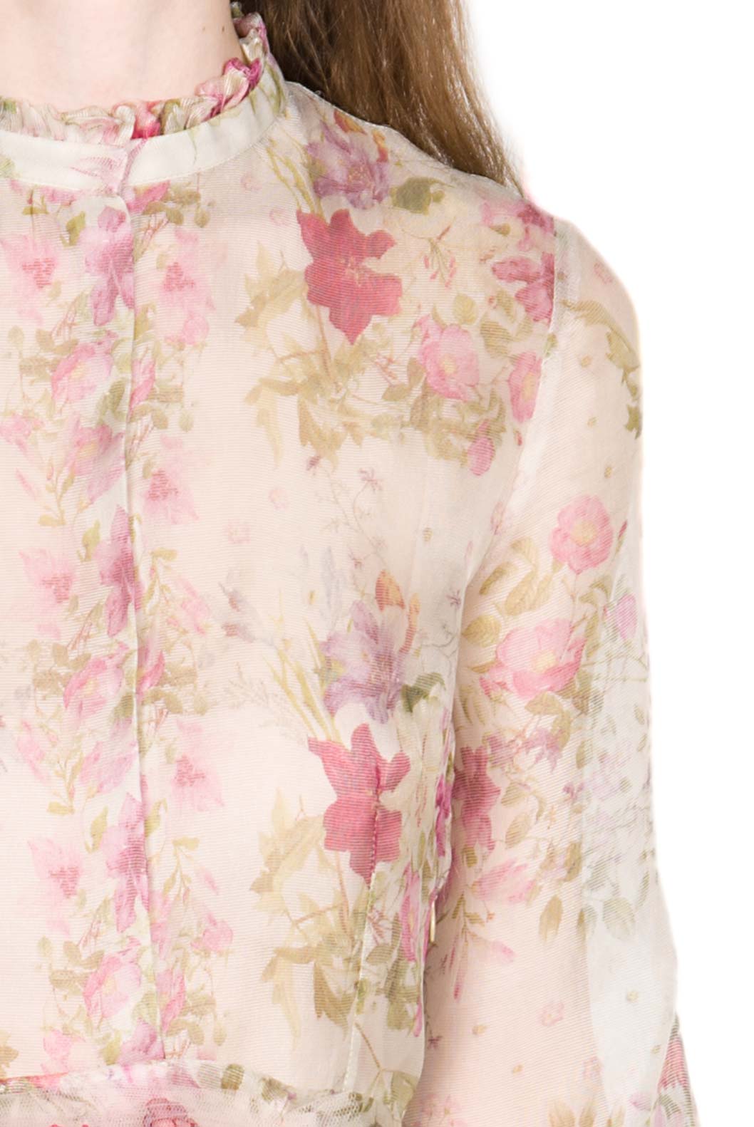 Vestito in Organza di Seta Cream Stampata