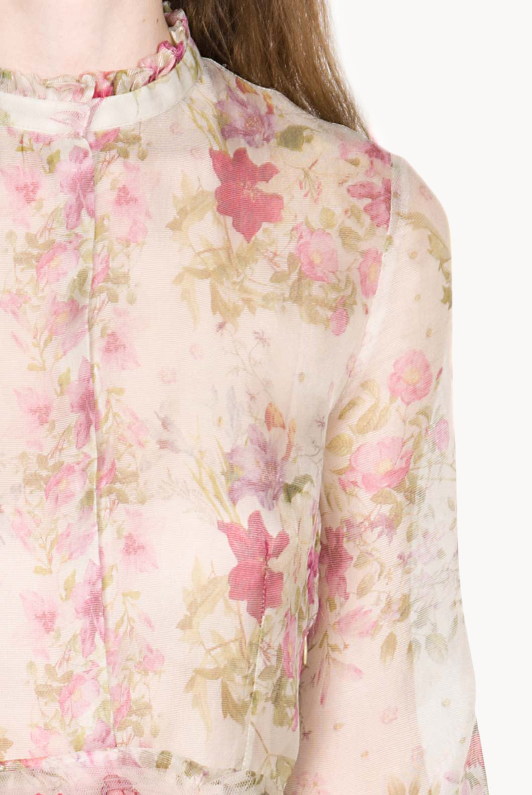 Print Silk Cream Organza Dress