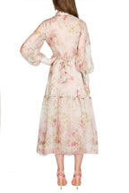 Vestito in Organza di Seta Cream Stampata