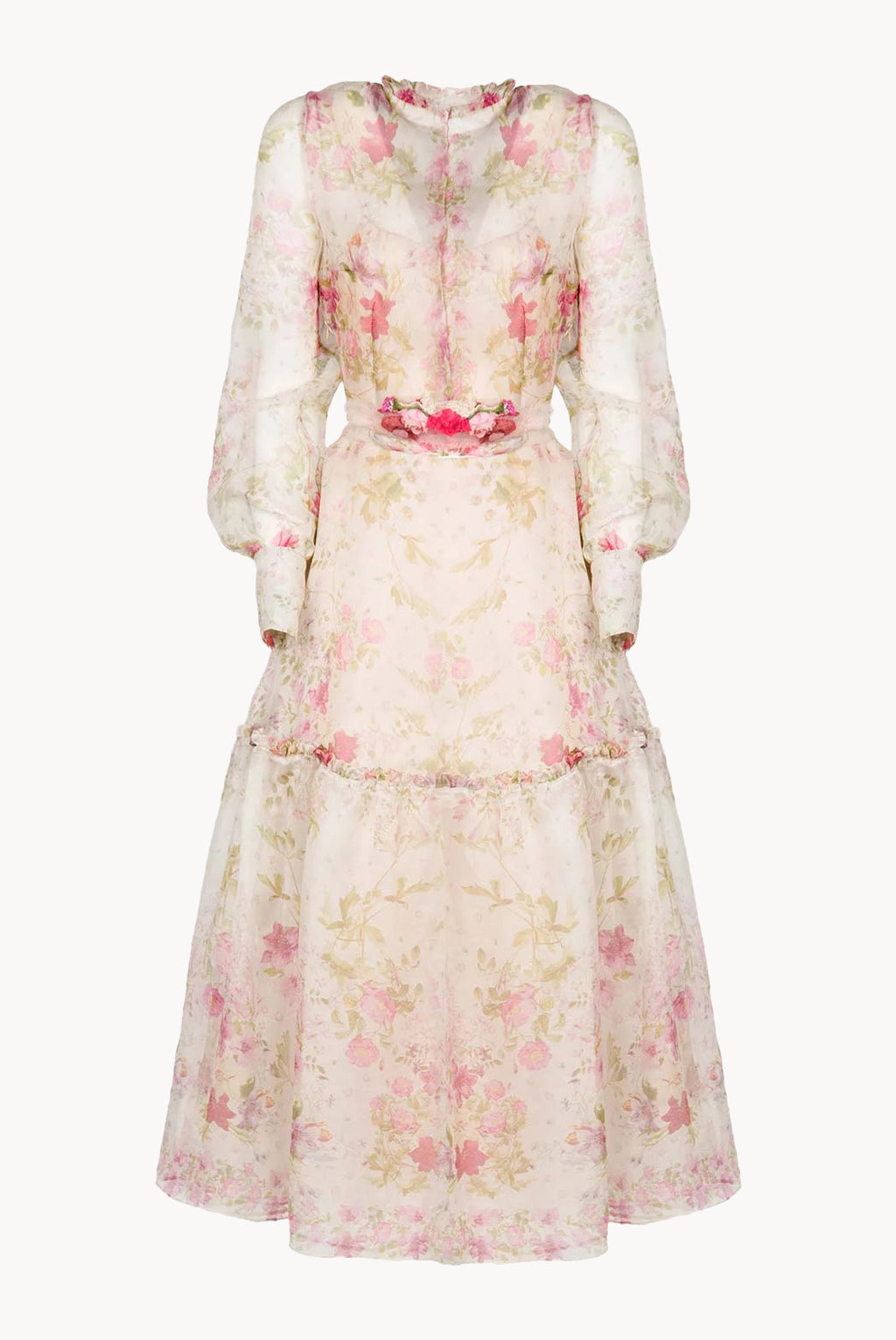 Print Silk Cream Organza Dress