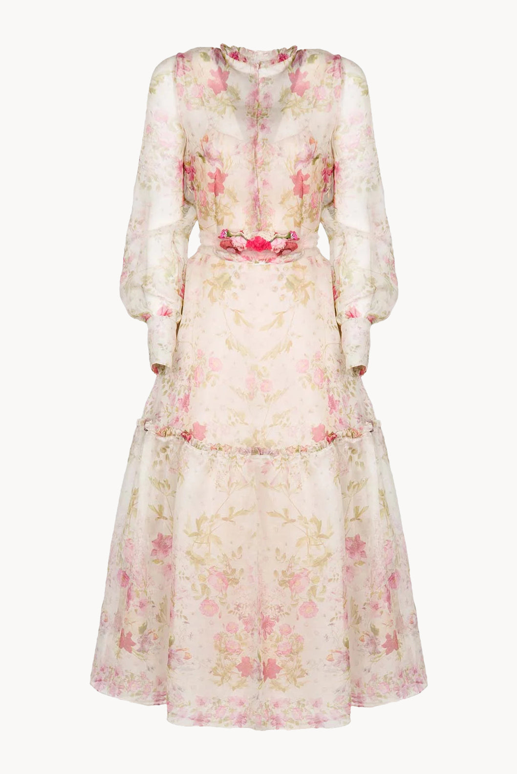 Print Silk Cream Organza Dress