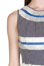 Vestito senza maniche in cotone e rafia floreale