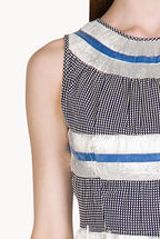 Sleeveless Cotton And Raffia Floral Dress