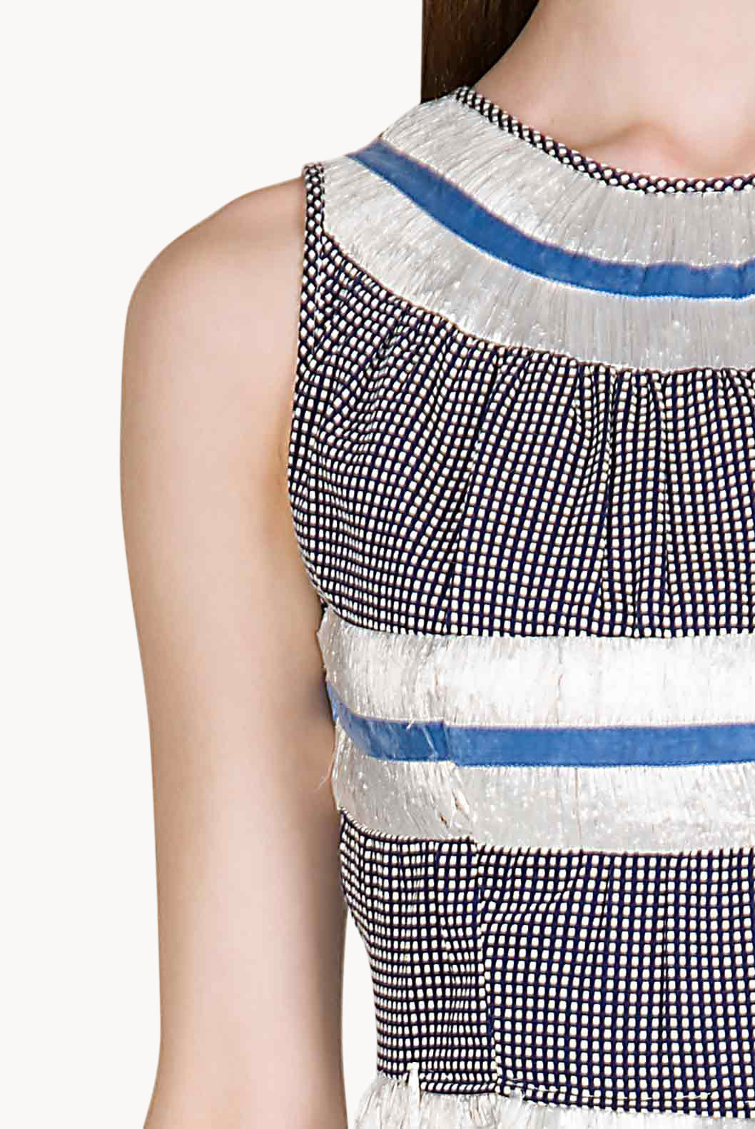 Sleeveless Cotton And Raffia Floral Dress