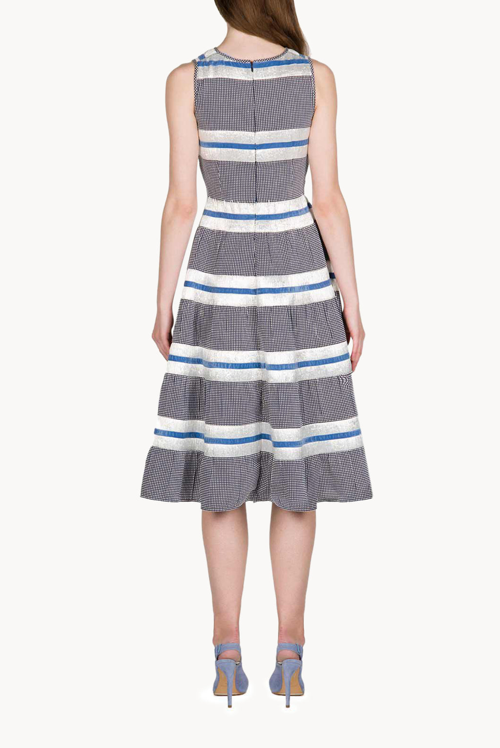 Sleeveless Cotton And Raffia Floral Dress