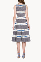 Sleeveless Cotton And Raffia Floral Dress