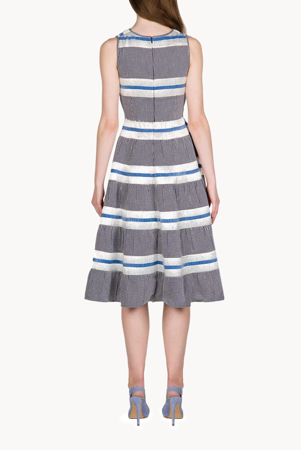 Sleeveless Cotton And Raffia Floral Dress