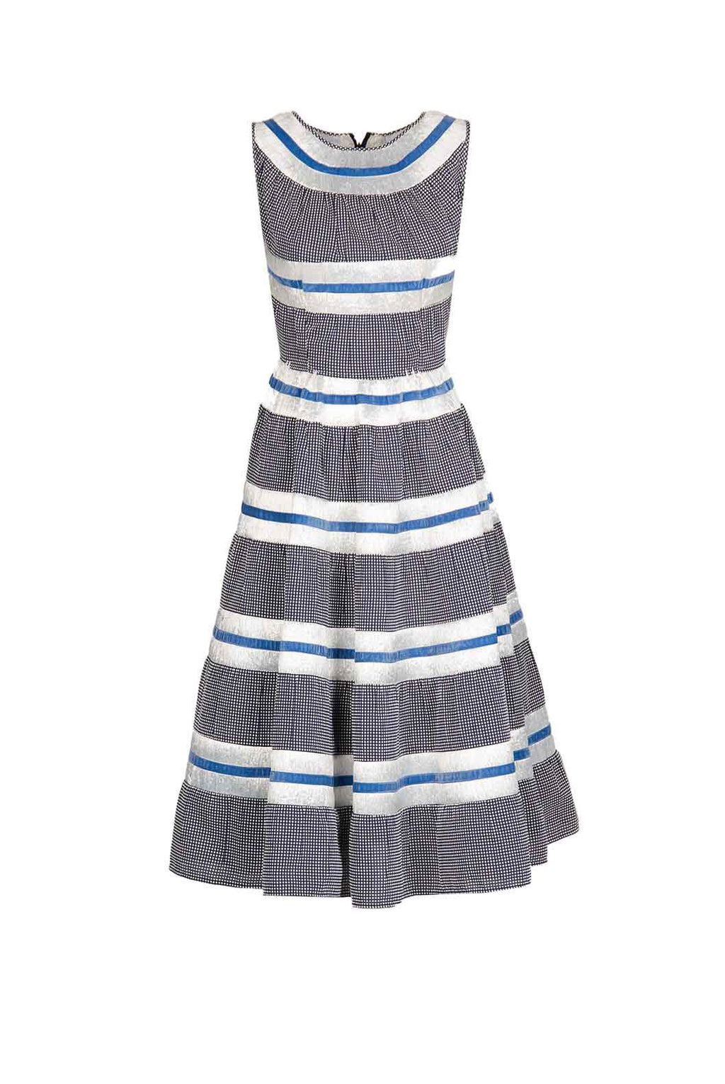 Vestito senza maniche in cotone e rafia floreale