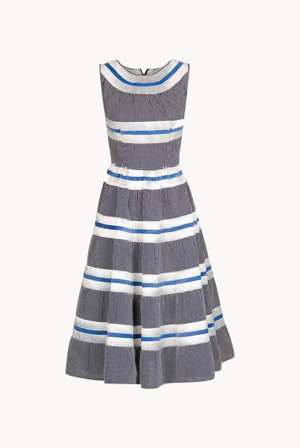Sleeveless Cotton And Raffia Floral Dress