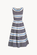 Sleeveless Cotton And Raffia Floral Dress