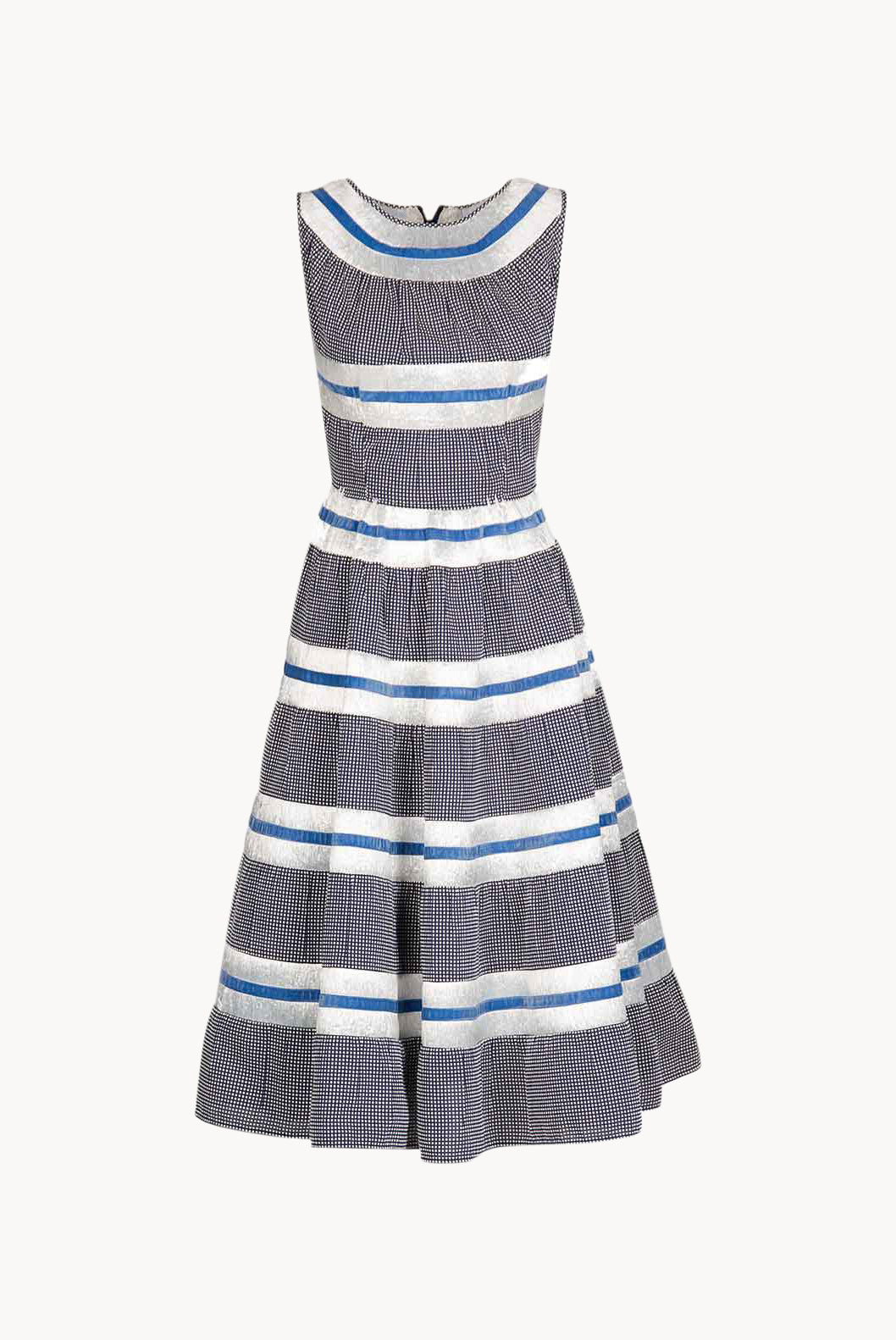 Sleeveless Cotton And Raffia Floral Dress