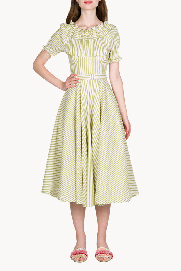 Off The Shoulder Cotton Blend Midi Dress