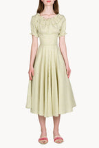Off The Shoulder Cotton Blend Midi Dress