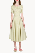 Off The Shoulder Cotton Blend Midi Dress