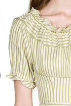 Vestito midi in misto cotone con spalle scoperte