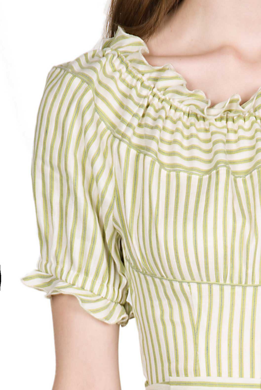 Vestito midi in misto cotone con spalle scoperte