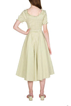 Vestito midi in misto cotone con spalle scoperte