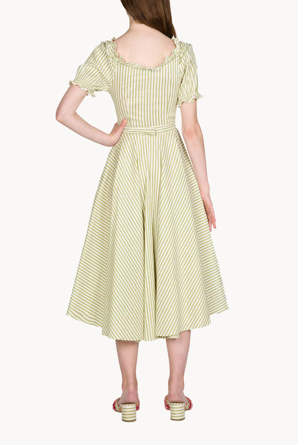 Off The Shoulder Cotton Blend Midi Dress