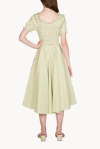 Off The Shoulder Cotton Blend Midi Dress