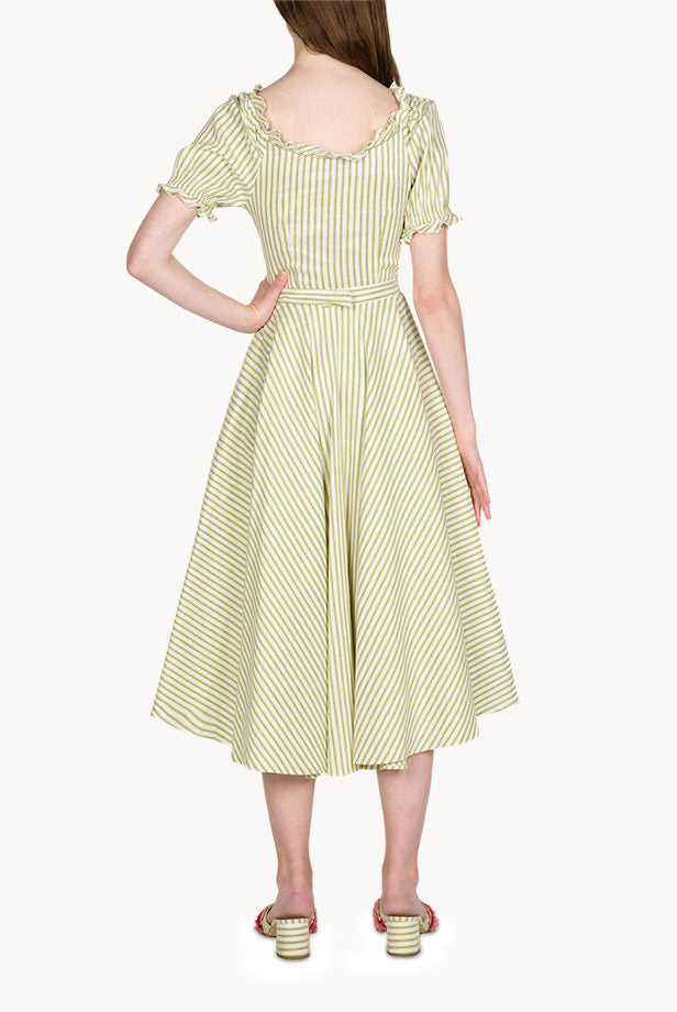 Off The Shoulder Cotton Blend Midi Dress