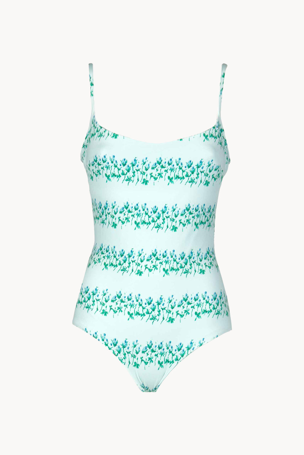 Costume intero blu a righe floreali