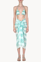 Blue Flowery Striped Long Pareo