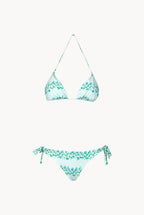 Triangle And Slip Blue Flowery Striped Bikini