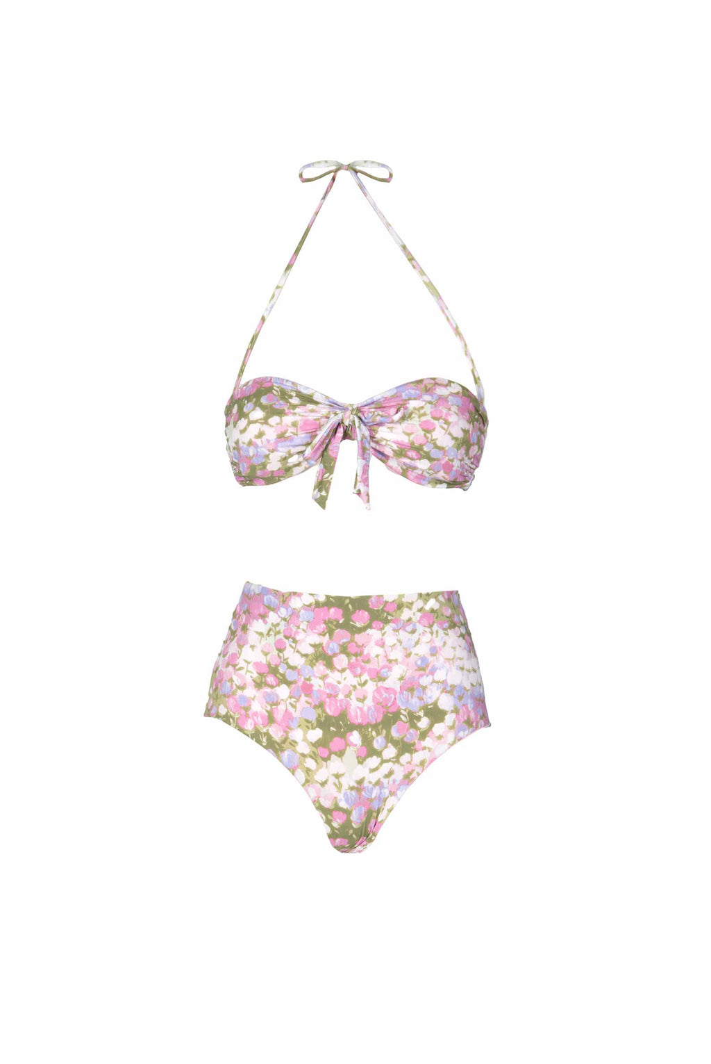 Bikini slip con fascia e vita alta rosa Monet