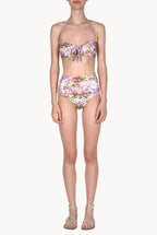Band And High Waist Slip Bikini Pink Monet