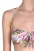Bikini slip con fascia e vita alta rosa Monet
