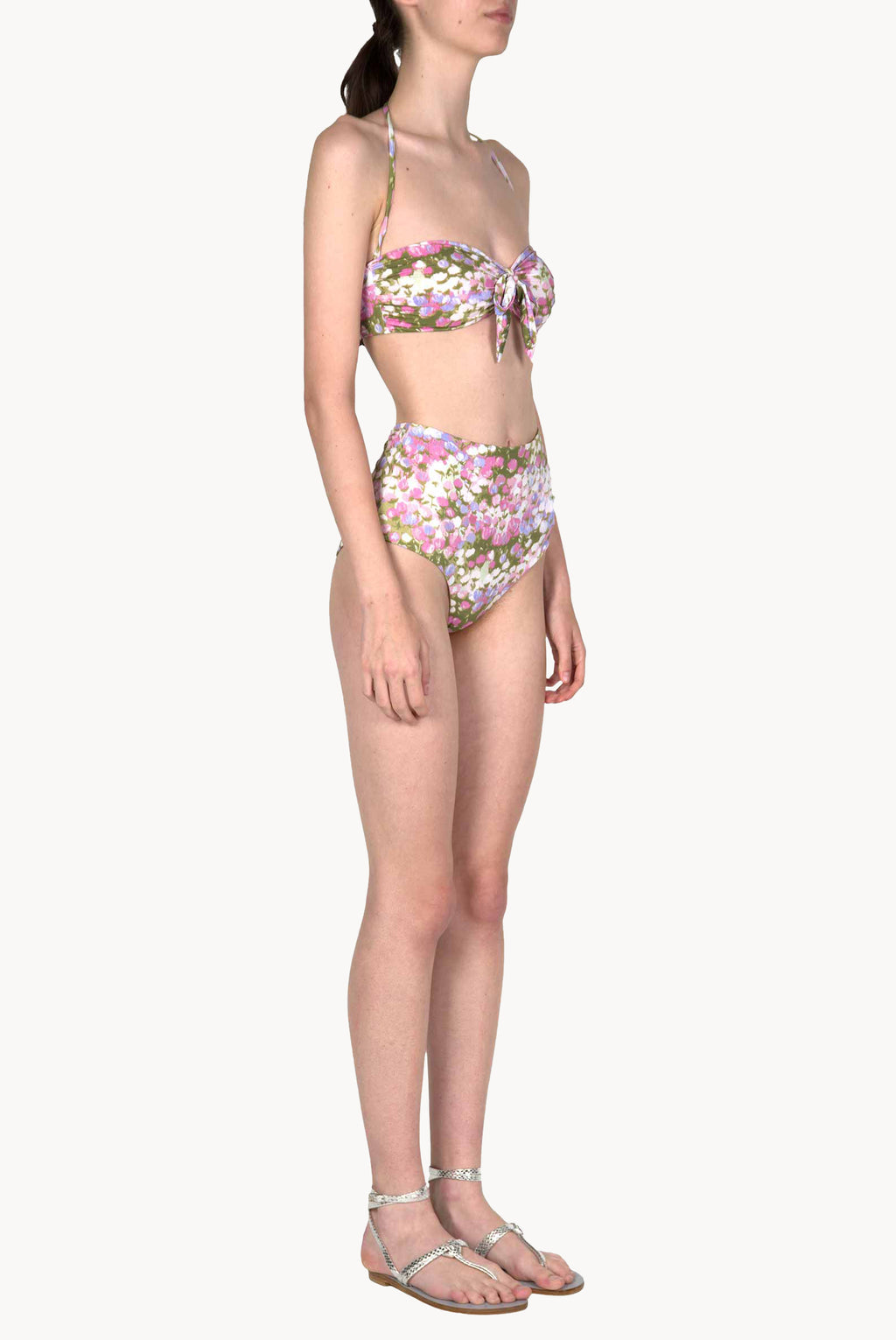 Band And High Waist Slip Bikini Pink Monet