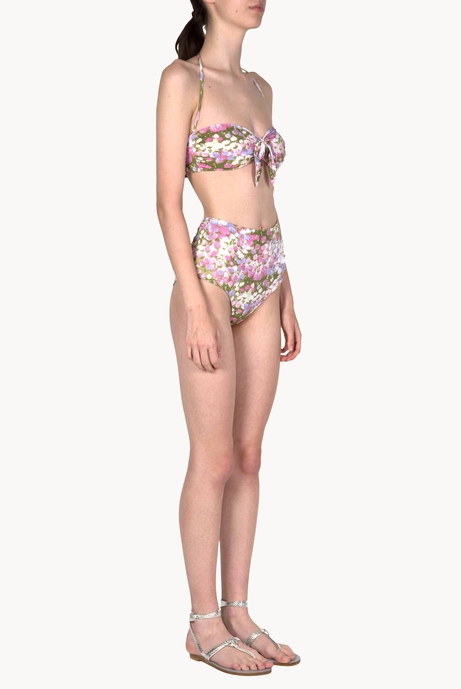 Band And High Waist Slip Bikini Pink Monet